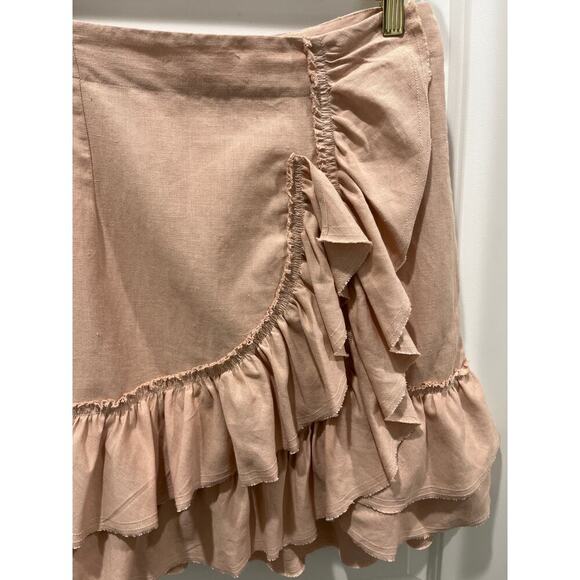 IRO Linen Cotton Blend Ruffled Side Zip Tiered Skirt Sz 42 US 10 - Picture 4 of 7